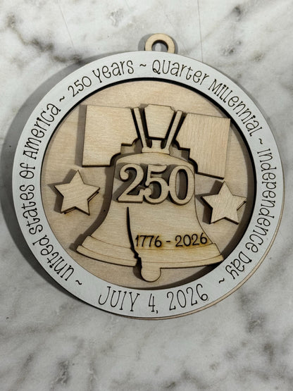 DIY America 250th Independence Day Ornament, Unfinished America Ornament