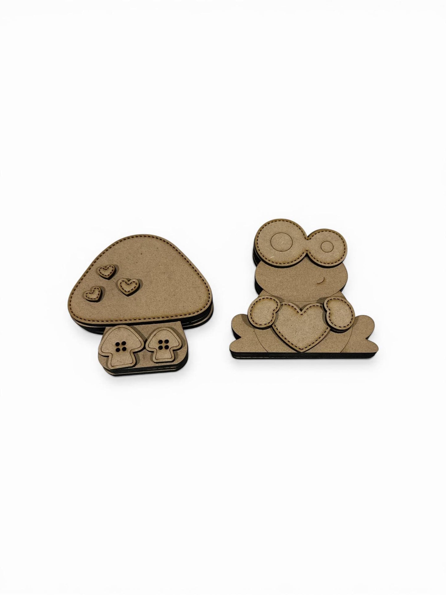 DIY Frog or Mushroom Card Holder Set, Spring, Frog, Mushroom, Summer, Picture, Place Setting, Shelf Sitter, Unfinished