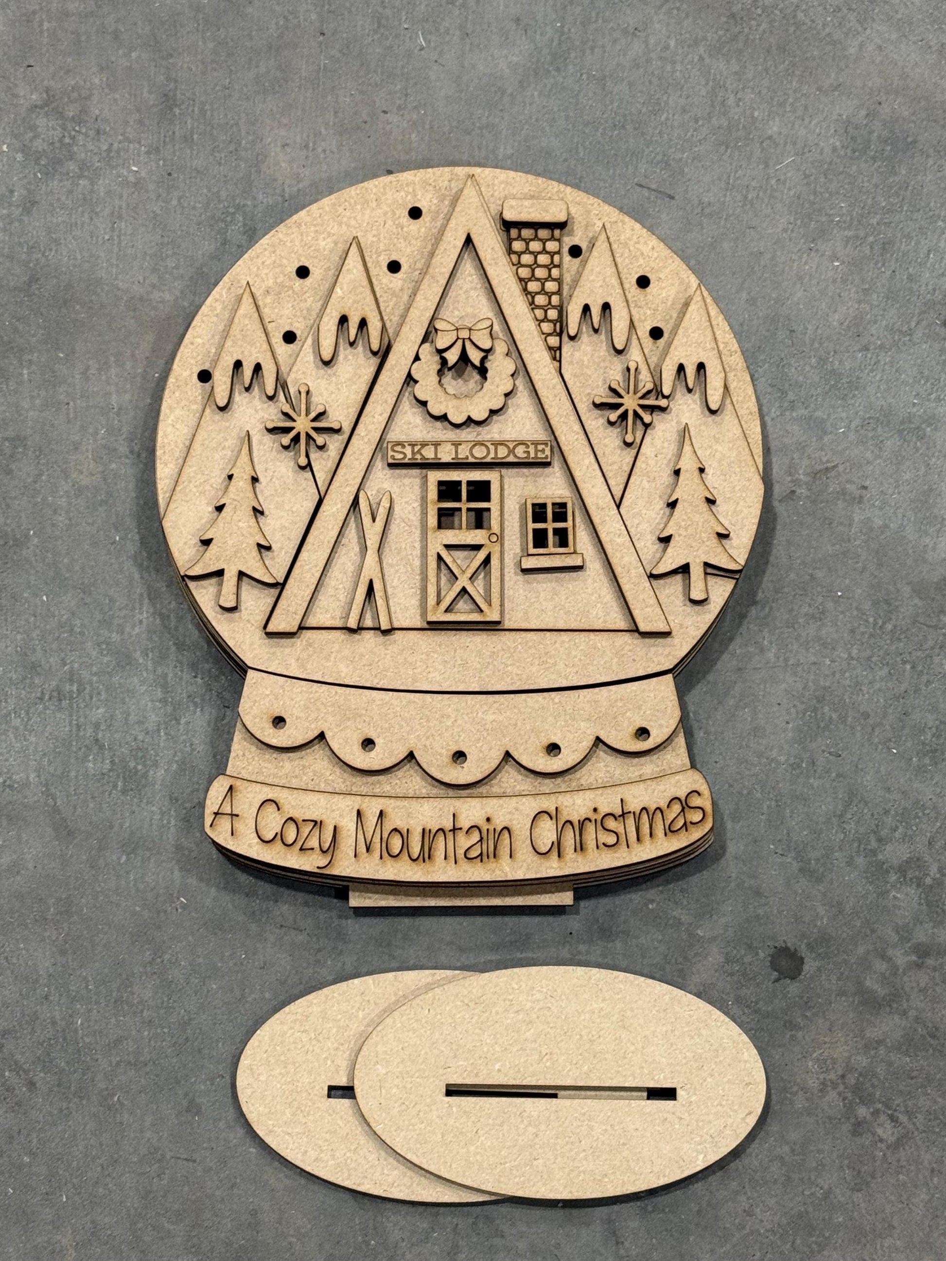 DIY Ski Lodge Light Up Snow Globe Shelf Sitter, Seasonal Decor, Ski, Cabin Decor, Ski Lodge