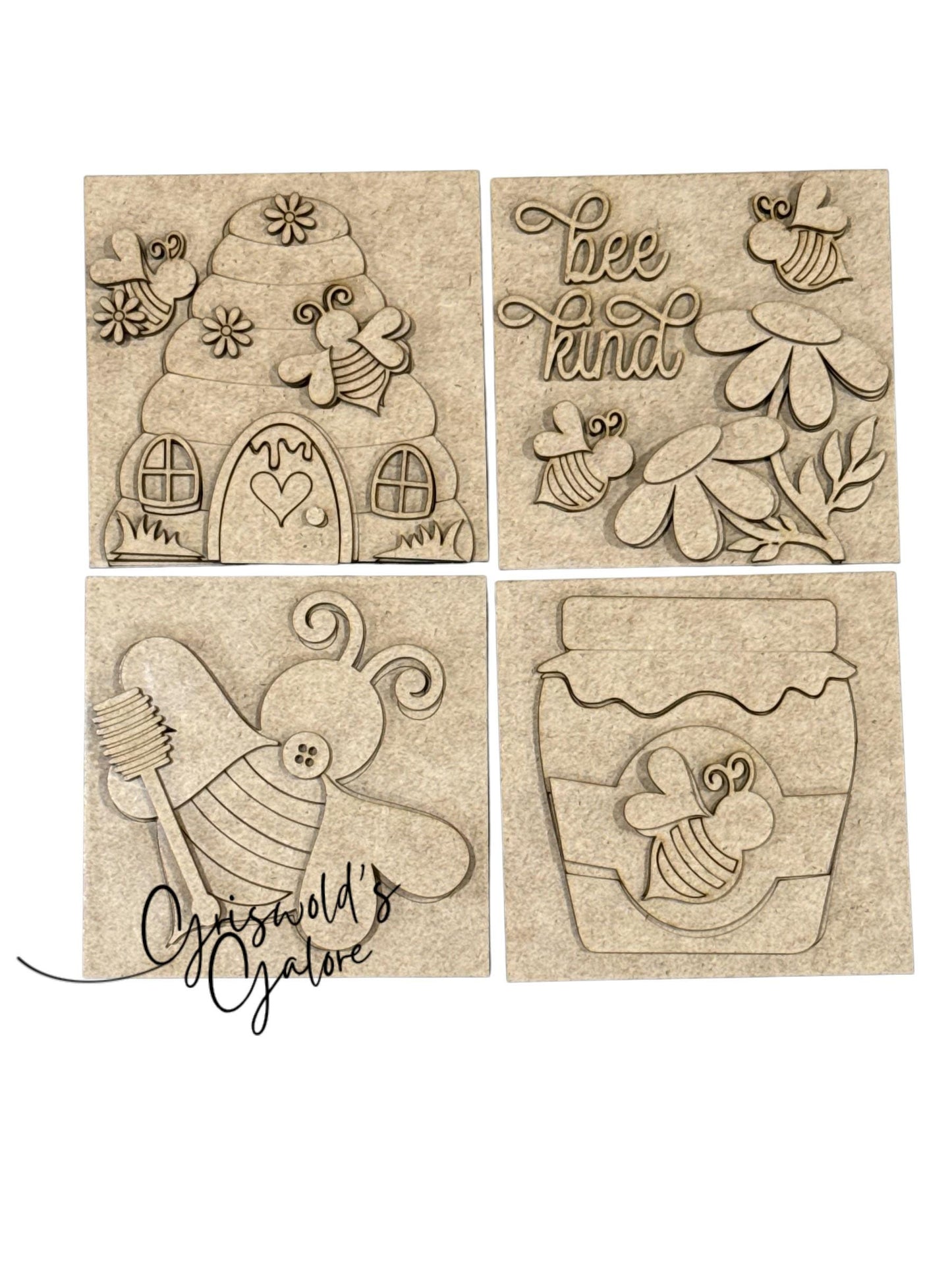 DIY Honey Bee Squares, DIY Ladder Inserts, Honey Bee, Ladder Inserts Craft, Paint Your Own, Spring, Bee Squares, 4.25"