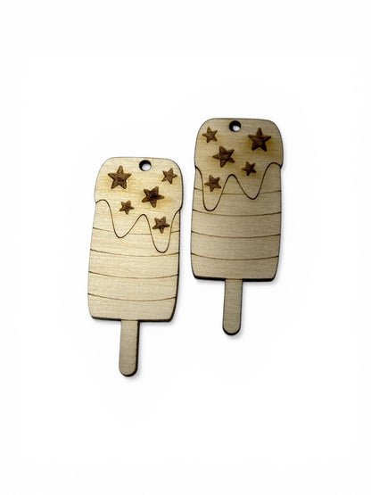 DIY Flag Popsicle Wooden Earrings: Engraved Birch Blanks, Memorial