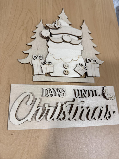 DIY Santa Christmas Advent Interchangeable Inserts, Countdown, Unfinished, Inserts Only, Tree Countdown