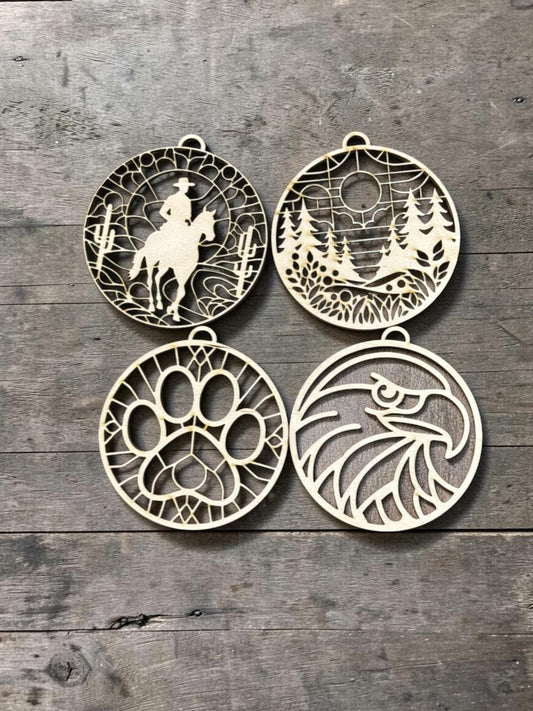 Suncatcher #1 Car Charms, Horse, Dog Paw, Eagle, mountains, Unfinished Car Charms