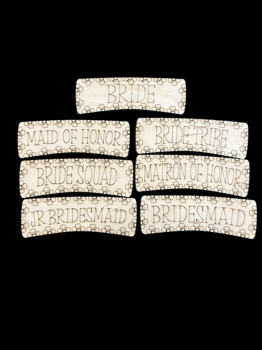 DIY Bridal Party Wood Laser Blank, 4" Hair Clip Pieces, Wooden Hair Clip, Wood is Ready to Paint, Bride Earrings