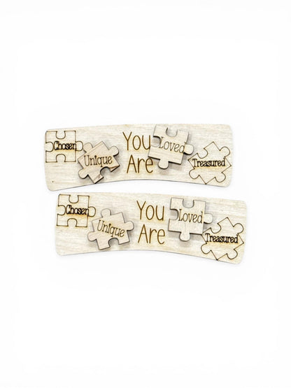 DIY Autism Hair Clip Pieces: Laser Cut Birch Wood Blanks, You are loved Claw Clip, You are unique