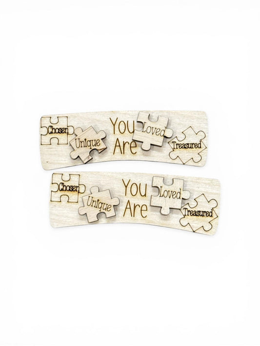 DIY Autism Hair Clip Pieces: Laser Cut Birch Wood Blanks, You are loved Claw Clip, You are unique