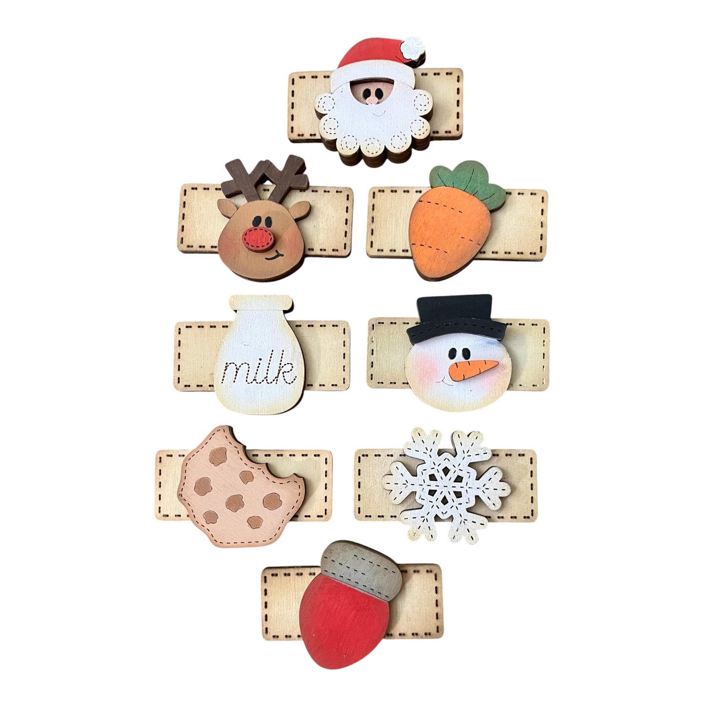 DIY Single Christmas Kids Hair Blank Hair Clip Pieces, Wood is Ready to Paint, Children, Toddler Clips, Holiday, Santa, Milk