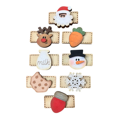 DIY Single Christmas Kids Hair Blank Hair Clip Pieces, Wood is Ready to Paint, Children, Toddler Clips, Holiday, Santa, Milk
