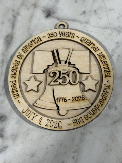 DIY America 250th Independence Day Ornament, Unfinished America Ornament