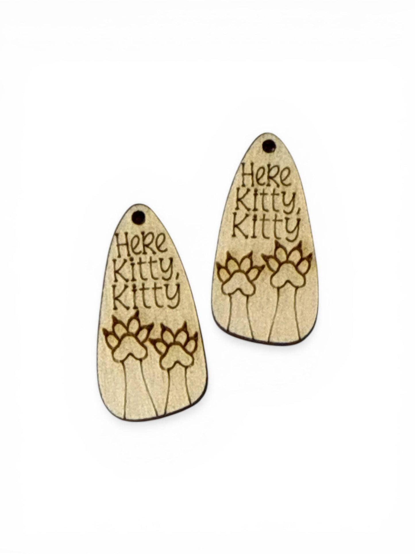 DIY Here Kitty Kitty Earrings: Unfinished Wood Cat Earrings, Animals