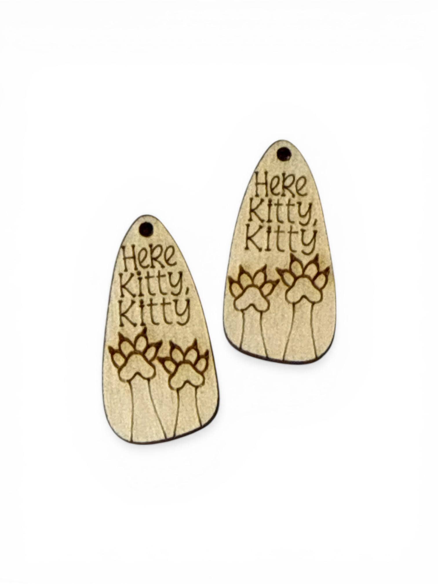 DIY Here Kitty Kitty Earrings: Unfinished Wood Cat Earrings, Animals