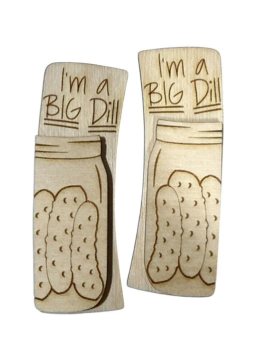 DIY I'm a Big Dill DIY Wood Laser Blank Hair Clip Pieces, Unfinished Pickle, Wood is Ready to Paint, Laser Cut, Dill