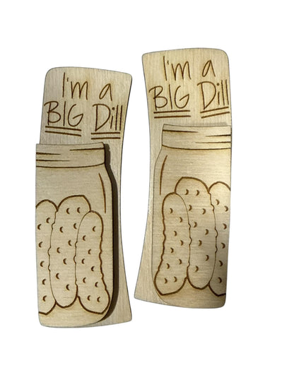 DIY I'm a Big Dill DIY Wood Laser Blank Hair Clip Pieces, Unfinished Pickle, Wood is Ready to Paint, Laser Cut, Dill