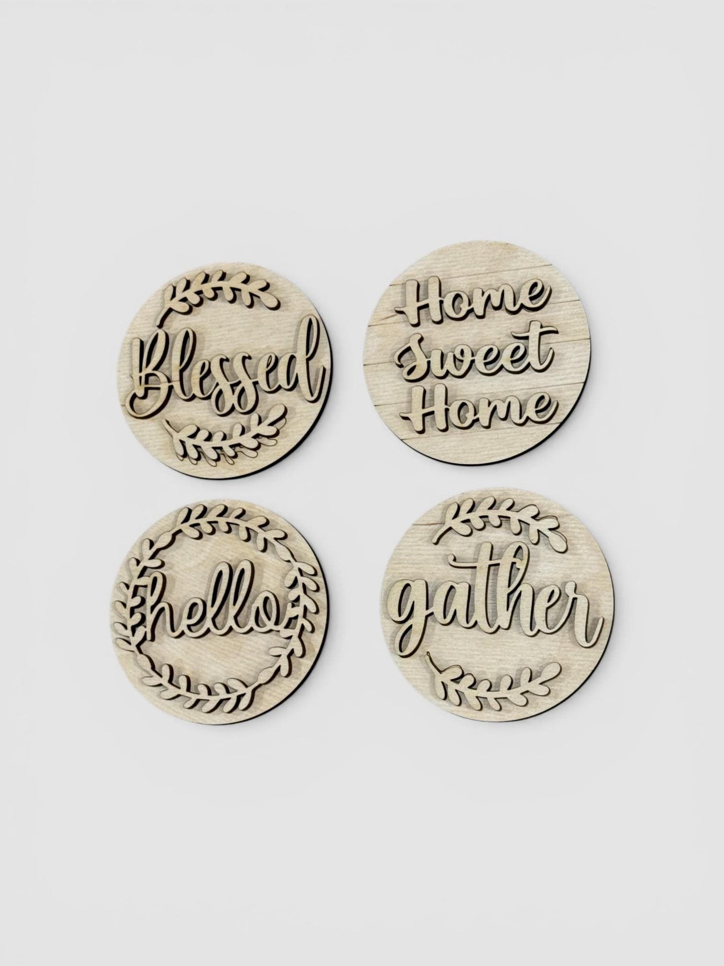 DIY Seasonal Home 3" rounds, Rounds DIY: Unfinished Interchangeable Sign Add-Ons, Home Sweet Home, Blessed Inserts for 3" or 6"