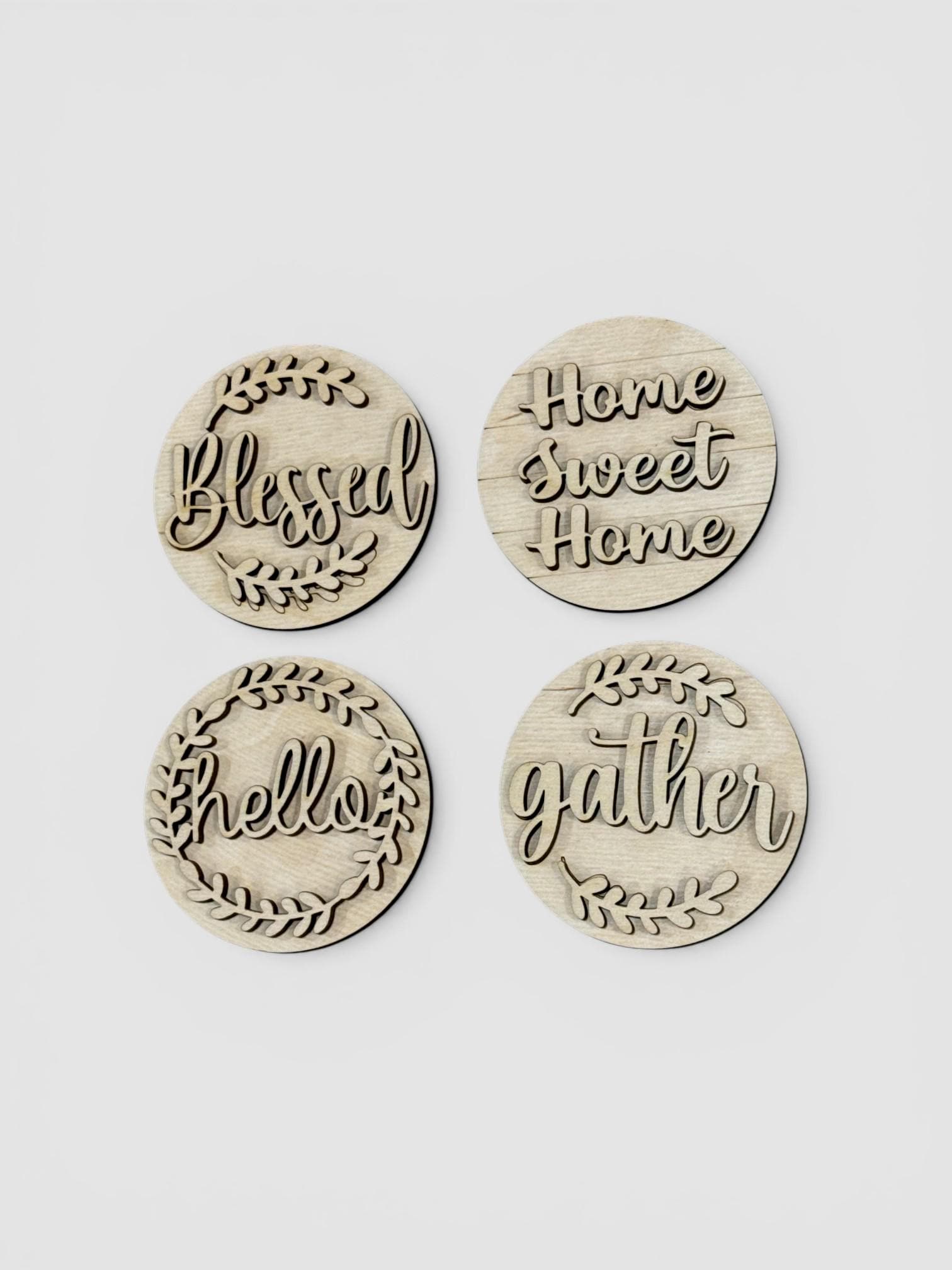 DIY Seasonal Home 3" rounds, Rounds DIY: Unfinished Interchangeable Sign Add-Ons, Home Sweet Home, Blessed Inserts for 3" or 6"
