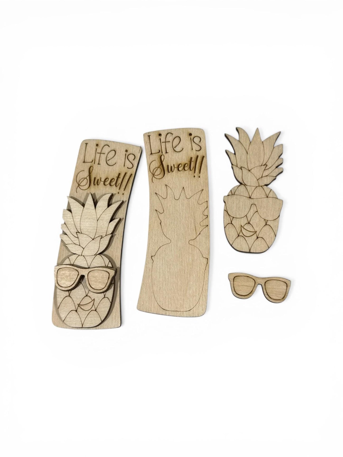 DIY Life is Sweet Pineapple Claw Clip Pieces: Unfinished Wood Laser Cut Blanks, Pineapple