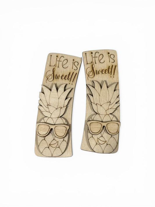DIY Life is Sweet Pineapple Claw Clip Pieces: Unfinished Wood Laser Cut Blanks, Pineapple