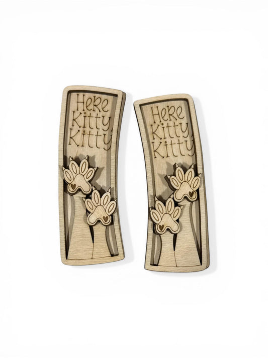 DIY Here Kitty Kitty Claw Clip Pieces: Unfinished Wood Laser Cut Blanks, Cat Lovers