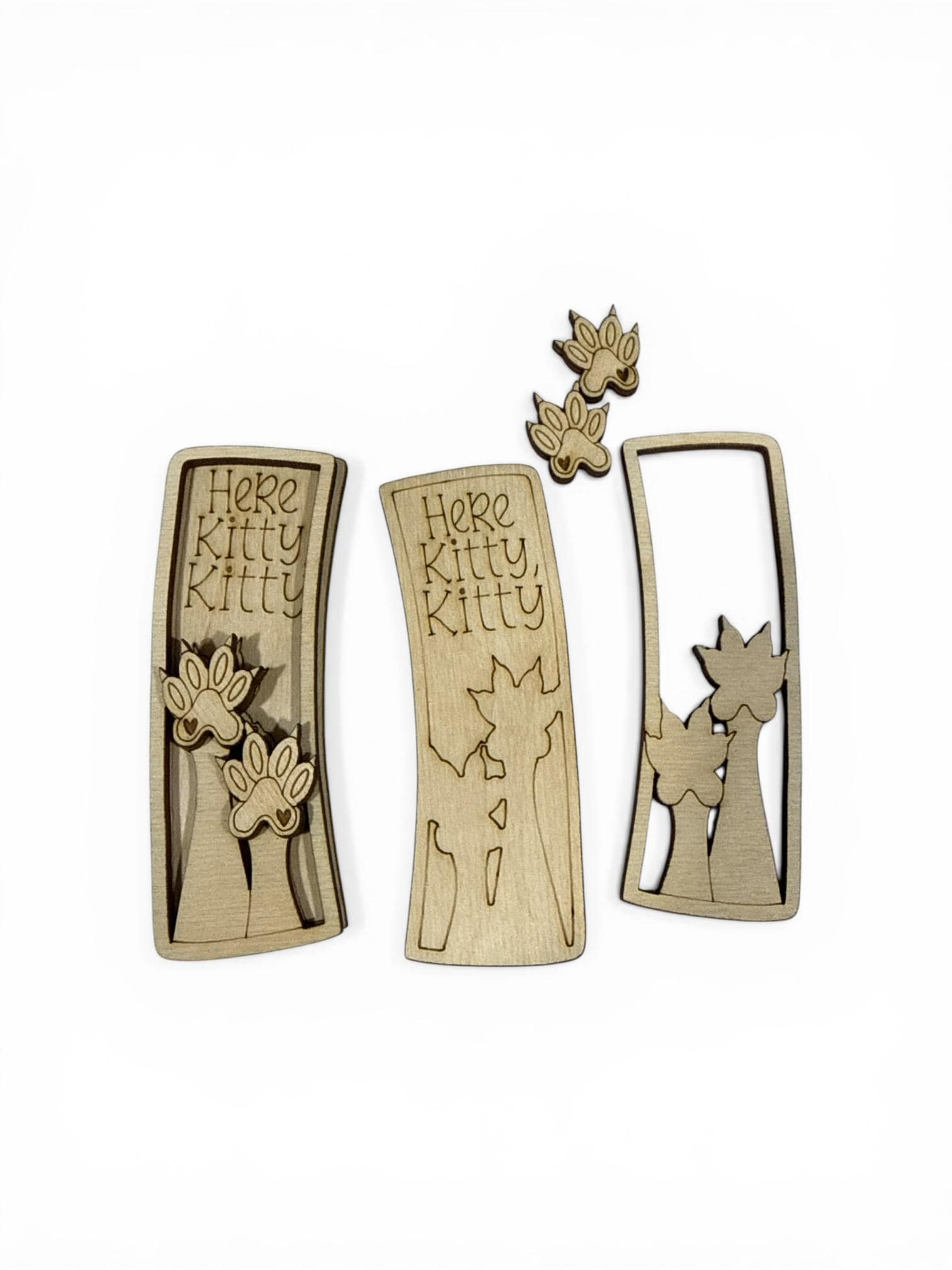 DIY Here Kitty Kitty Claw Clip Pieces: Unfinished Wood Laser Cut Blanks, Cat Lovers