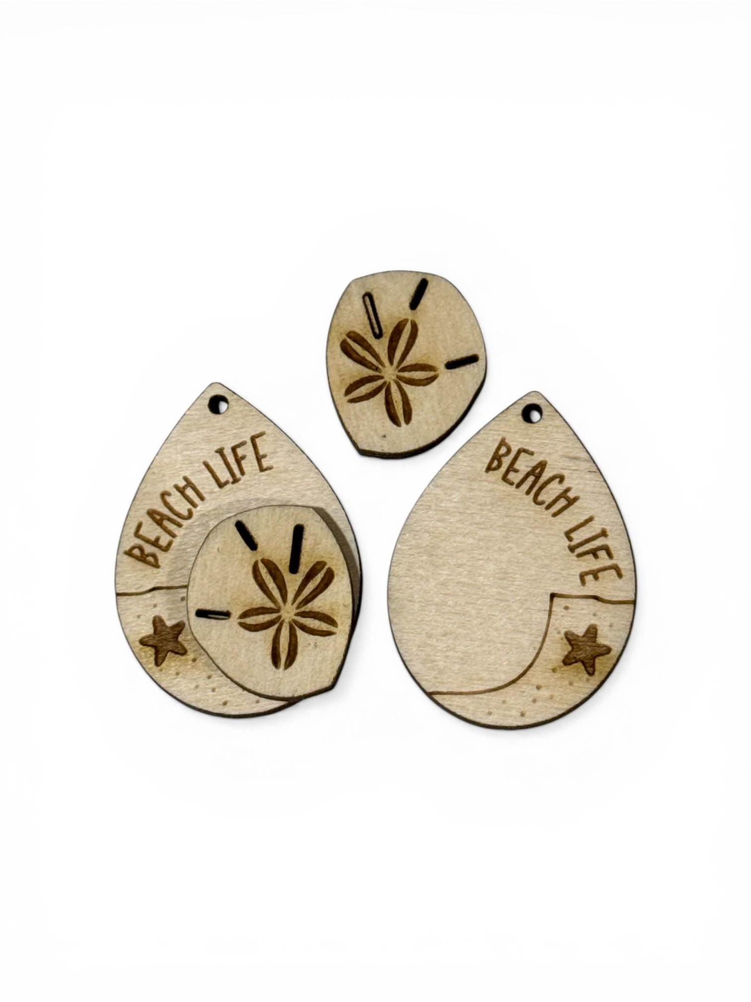 DIY Beach Life with Sandollar Earrings: Unfinished Wood Beach Earrings, Summer Ocean