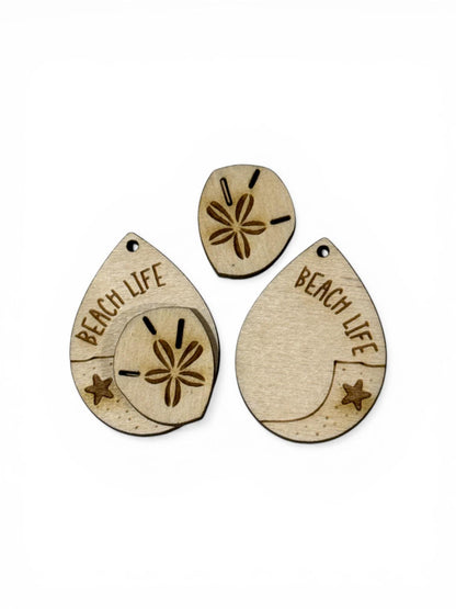 DIY Beach Life with Sandollar Earrings: Unfinished Wood Beach Earrings, Summer Ocean