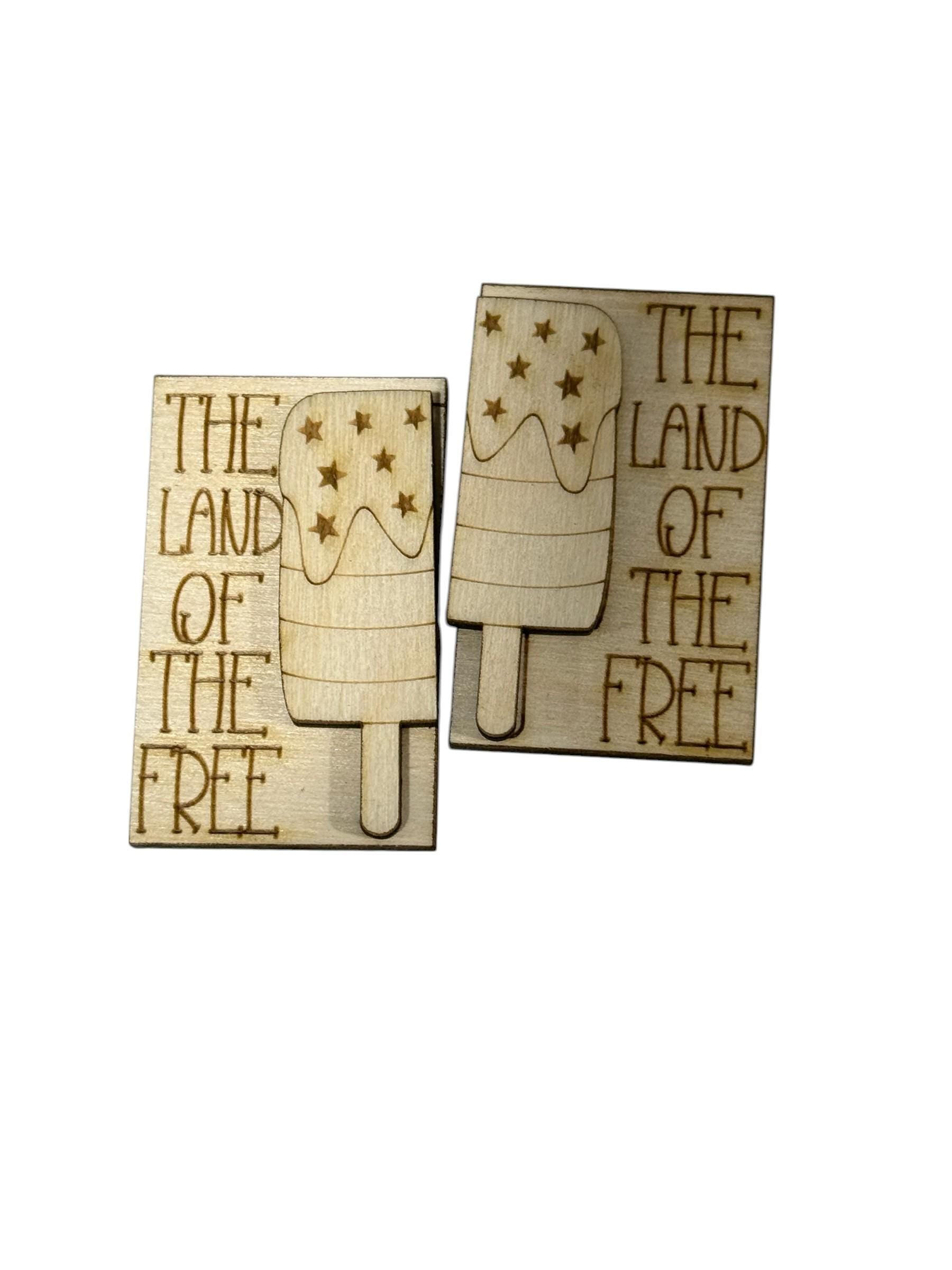 DIY Land of The Free Claw Clip: Unfinished Wood Laser Cut Blank, Memorial Day, 4th of July, Flag Claw Clip