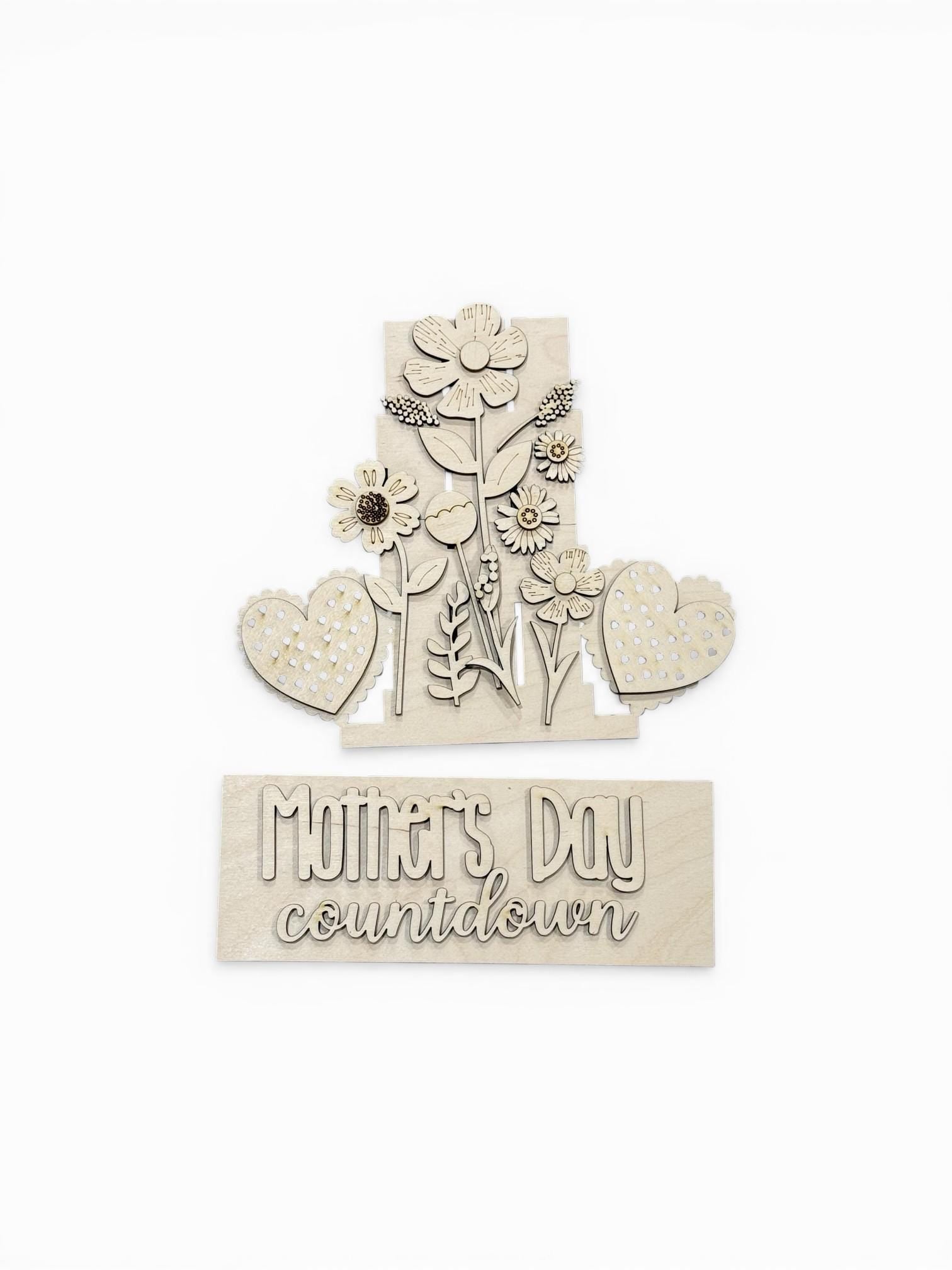 DIY Mother's Day Advent Interchangeable Inserts, Countdown, Unfinished, Inserts Only, Flowers Mom's Day
