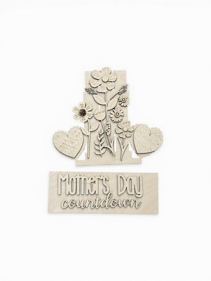 DIY Mother's Day Advent Interchangeable Inserts, Countdown, Unfinished, Inserts Only, Flowers Mom's Day