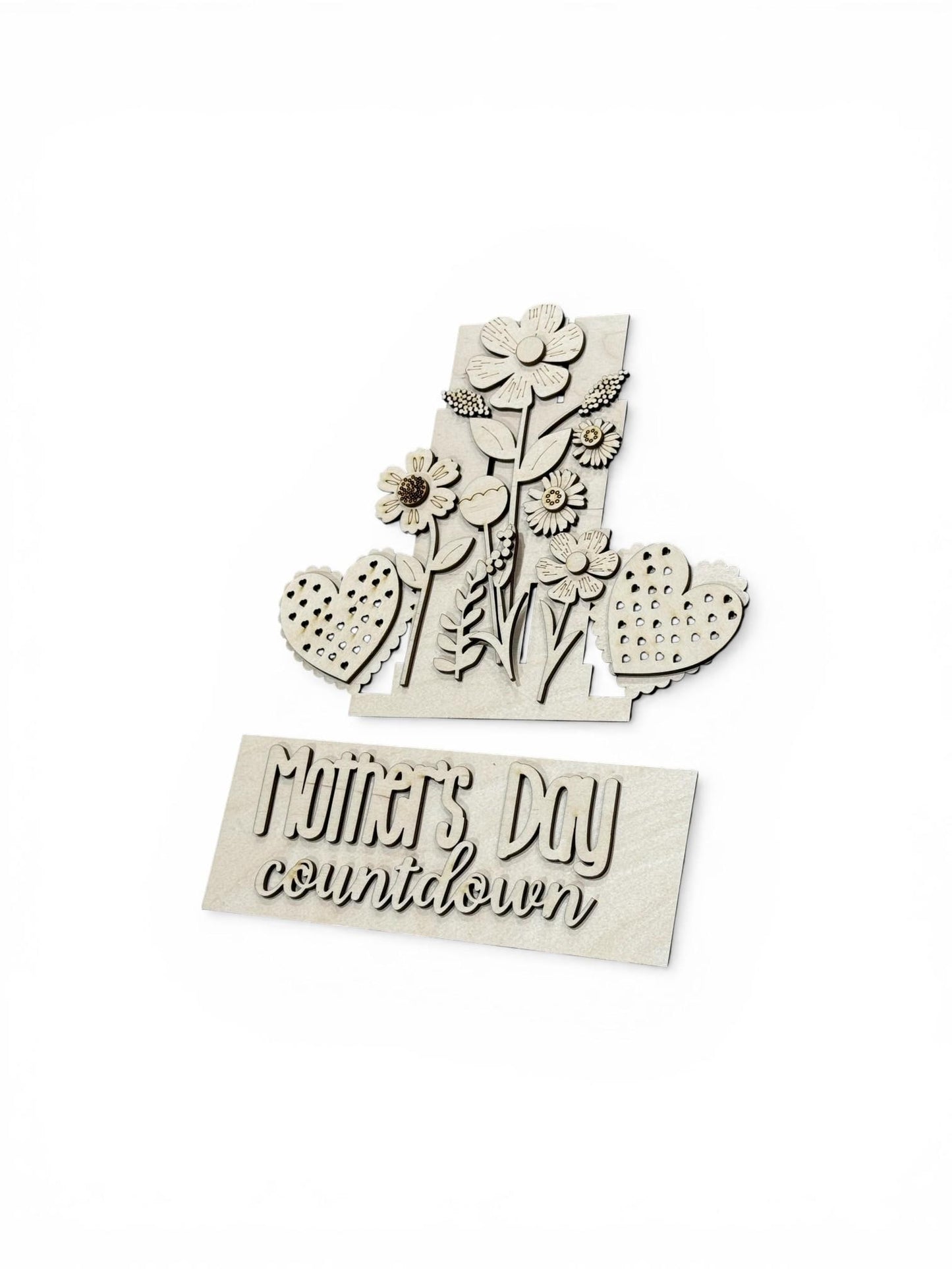 DIY Mother's Day Advent Interchangeable Inserts, Countdown, Unfinished, Inserts Only, Flowers Mom's Day