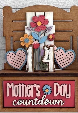 DIY Mother's Day Advent Interchangeable Inserts, Countdown, Unfinished, Inserts Only, Flowers Mom's Day