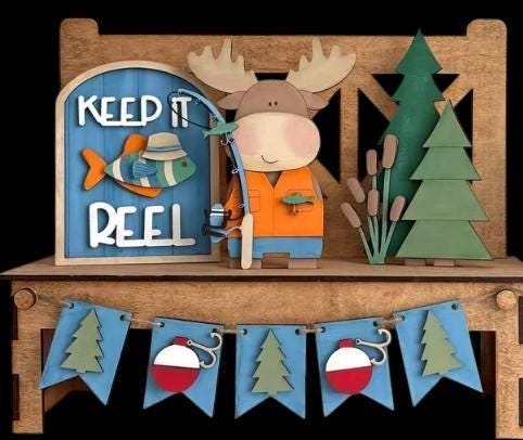 DIY Keep It Reel Unfinished Wood Interchangeable Insert, Inserts only Unfinished Fishing, Interchangeable Bench