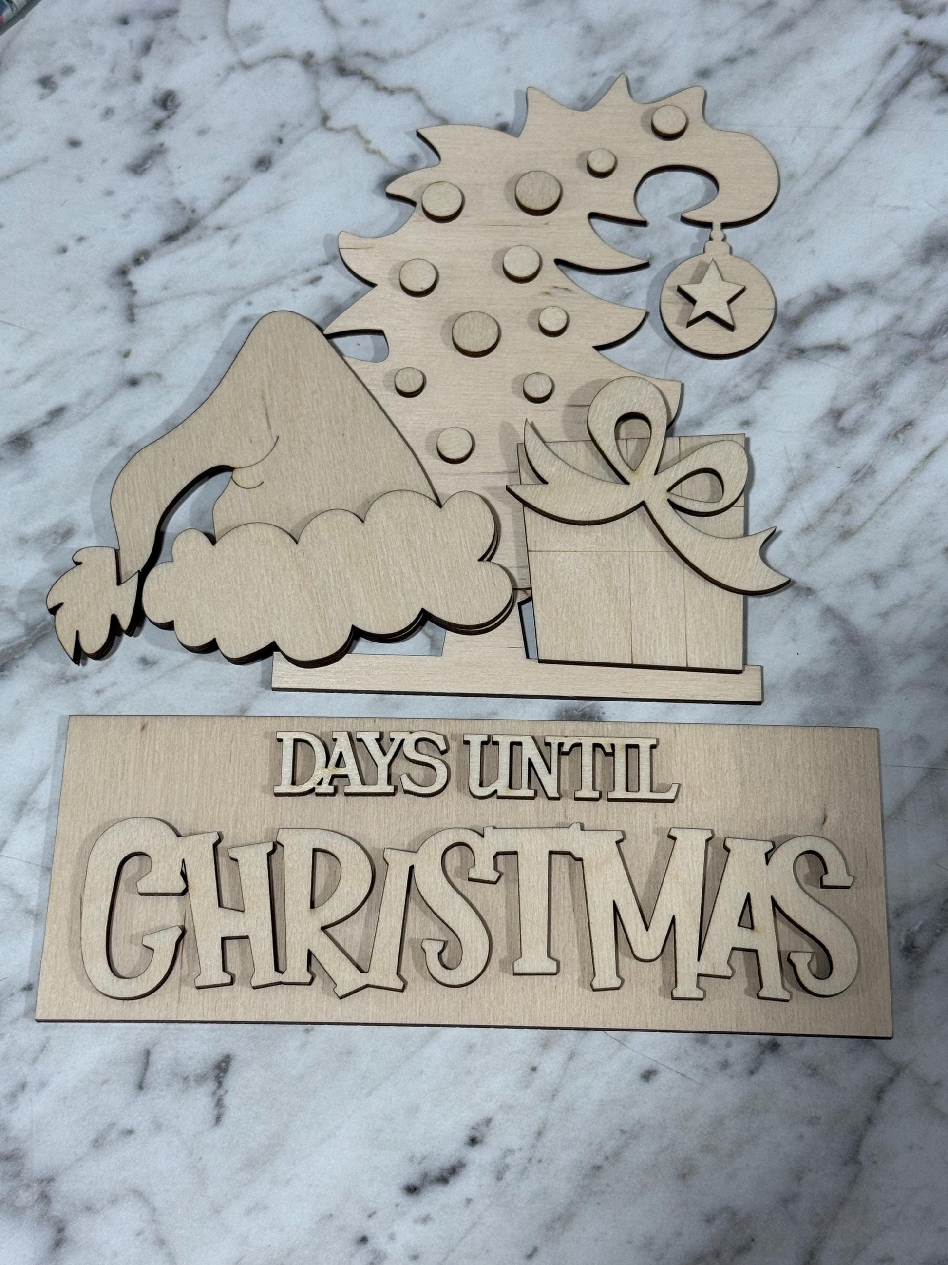 DIY Whimsical Christmas Advent Interchangeable Inserts, Countdown, Unfinished, Inserts Only, Tree Countdown