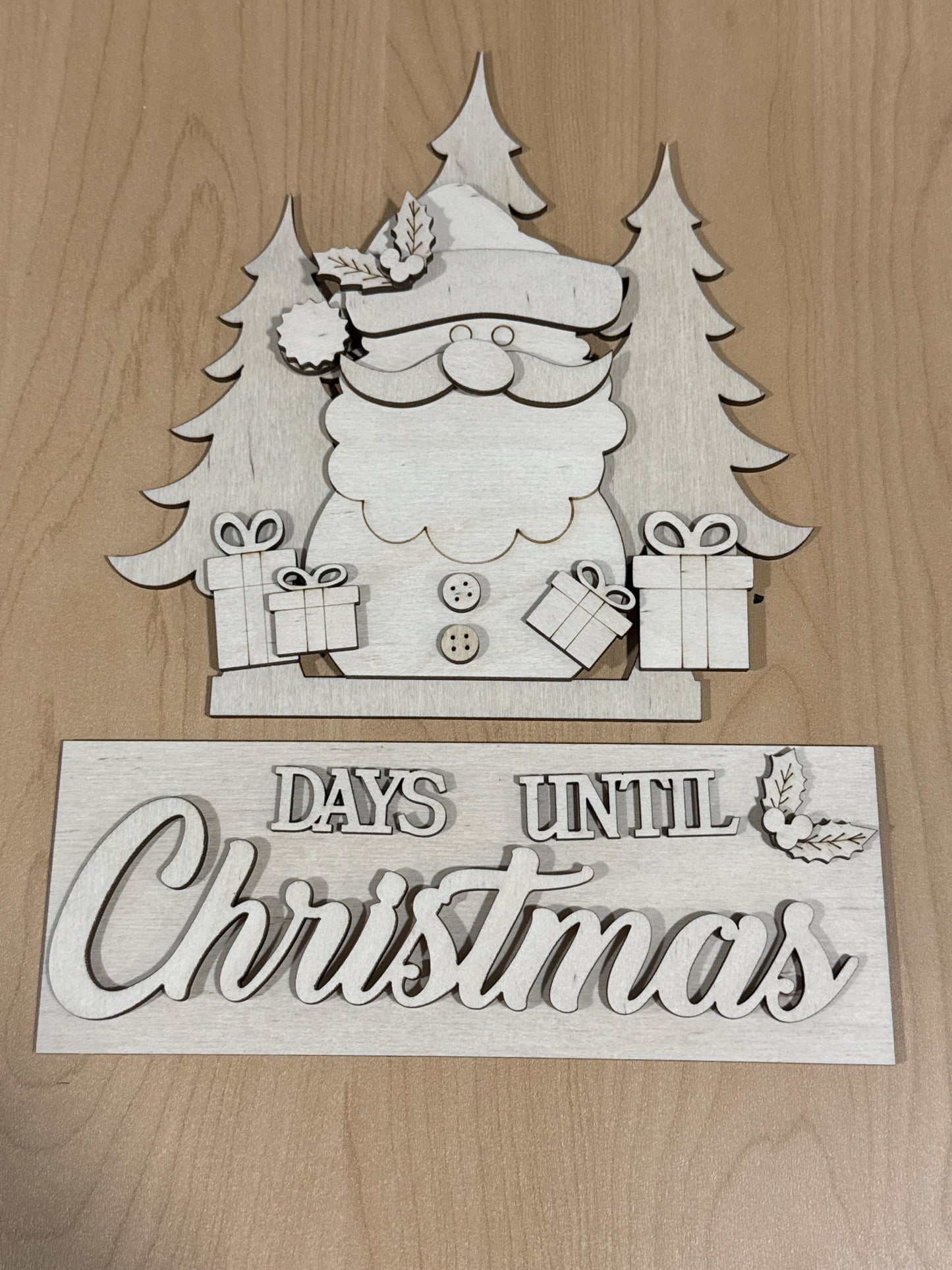 DIY Santa Christmas Advent Interchangeable Inserts, Countdown, Unfinished, Inserts Only, Tree Countdown