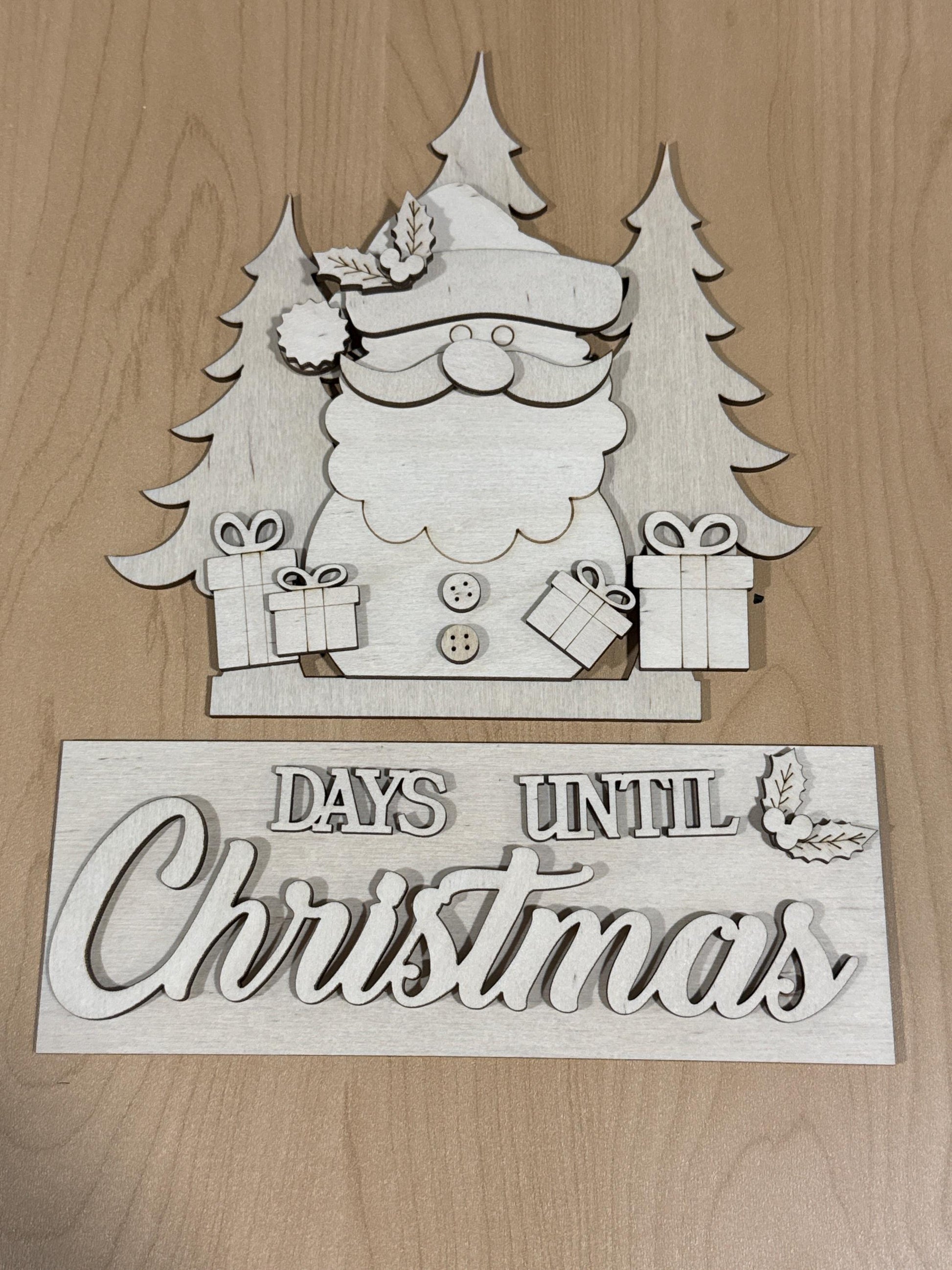 DIY Santa Christmas Advent Interchangeable Inserts, Countdown, Unfinished, Inserts Only, Tree Countdown