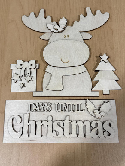 DIY Moose Christmas Advent Interchangeable Inserts, Countdown, Unfinished, Inserts Only, Moose Countdown