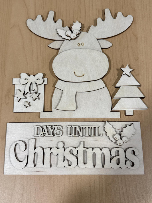 DIY Moose Christmas Advent Interchangeable Inserts, Countdown, Unfinished, Inserts Only, Moose Countdown