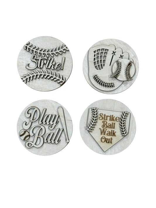 DIY Baseball 3" rounds, Rounds DIY Bundle: Unfinished Interchangeable Sign Add-Ons, Sports Inserts for 3" or 6"