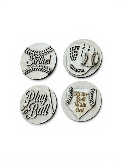 DIY Baseball 3" rounds, Rounds DIY Bundle: Unfinished Interchangeable Sign Add-Ons, Sports Inserts for 3" or 6"