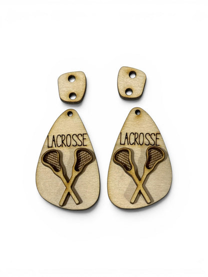 DIY Lacrosse Earrings: Unfinished Wood Pickle Earrings, Sports Earrings, Lacrosse