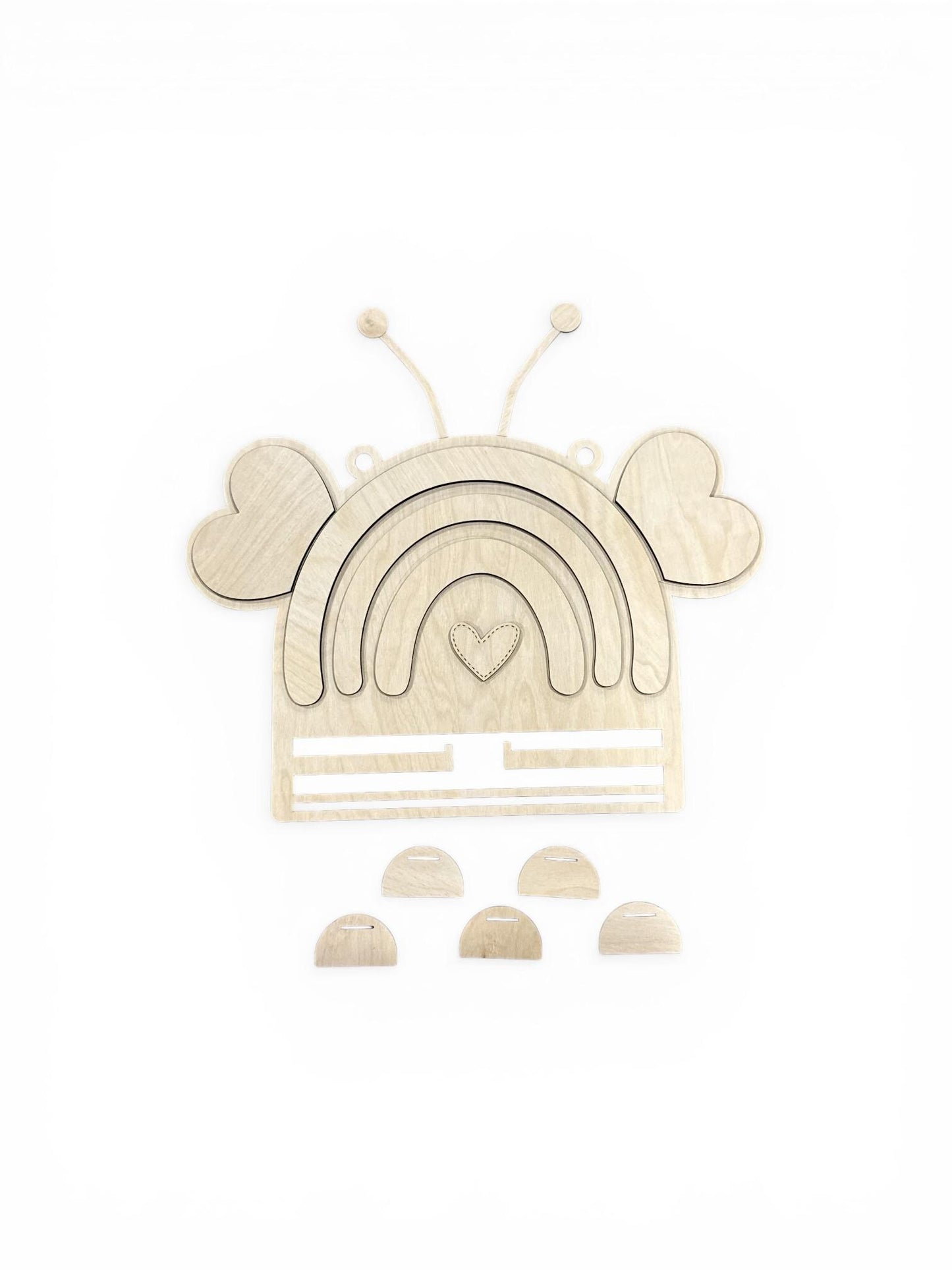 DIY Stitched Bee Rainbow Hair Clip Holder, Bee, Newborn, Toddler, Hair Clip Holder, Gift Tags, Kids Room
