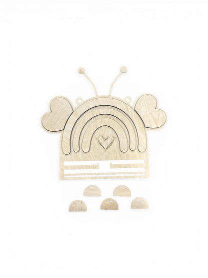DIY Stitched Bee Rainbow Hair Clip Holder, Bee, Newborn, Toddler, Hair Clip Holder, Gift Tags, Kids Room