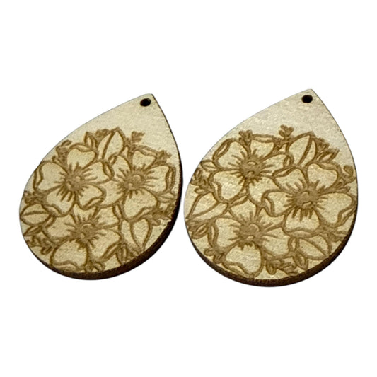 DIY Floral Drop Wooden Earrings: Unfinished Craft Blanks, Flowers bundle, Singles