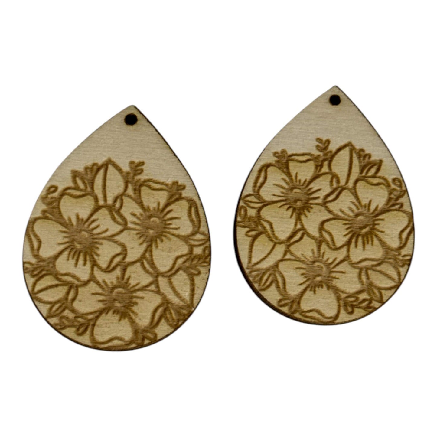 DIY Floral Drop Wooden Earrings: Unfinished Craft Blanks, Flowers bundle, Singles