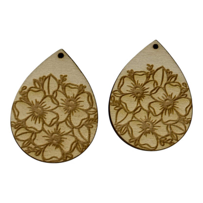 DIY Floral Drop Wooden Earrings: Unfinished Craft Blanks, Flowers bundle, Singles