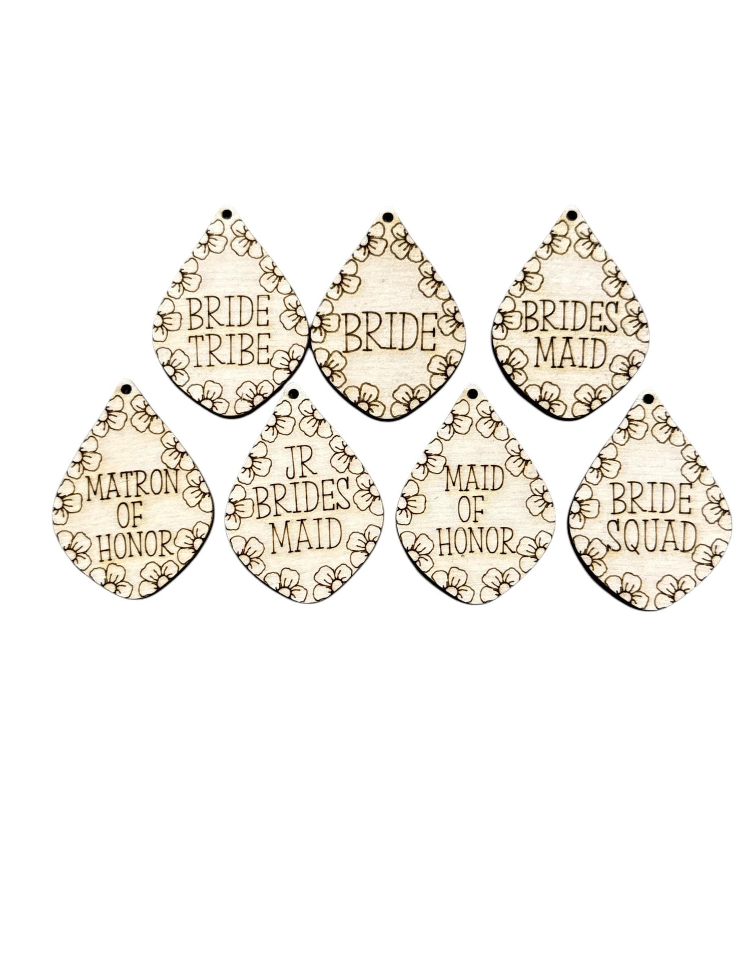 DIY Bridal Earrings Wooden Earrings: Engraved Birch Blank, Bride Squad