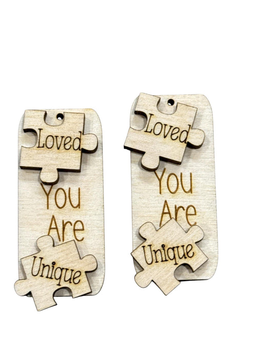 DIY Autism Earrings, Unfinished Earrings, You are loved unfinished, DIY You are unique Earrings