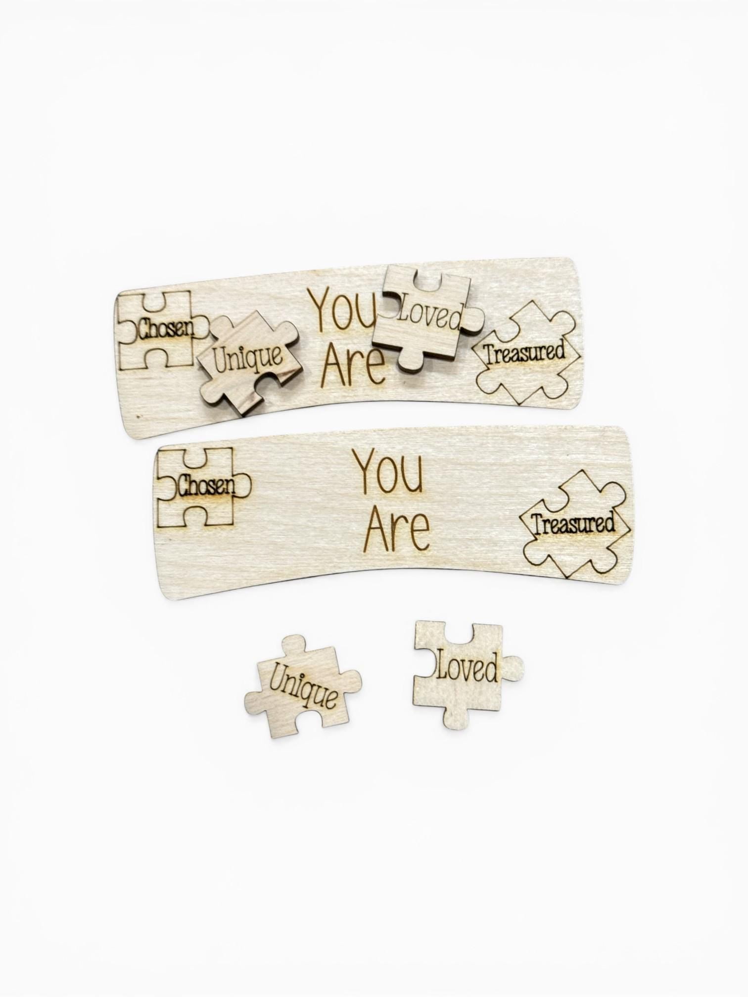 DIY Autism Hair Clip Pieces: Laser Cut Birch Wood Blanks, You are loved Claw Clip, You are unique
