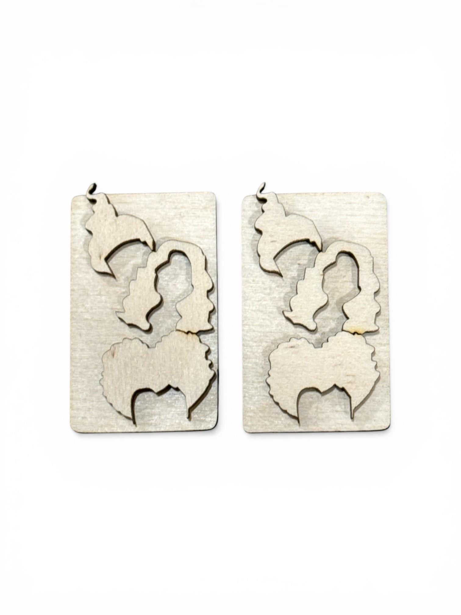DIY Hocus Witches Halloween Sisters Hair Clip Pieces: Unfinished Wood Laser Cut Blanks,