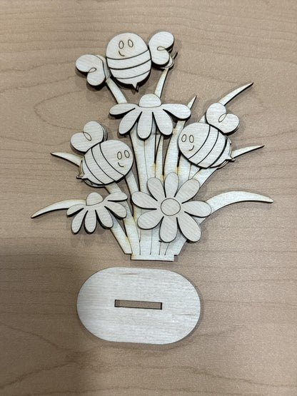 DIY Standing Bees, Standing Bees with Daisies, Daisy Bee Blanks, Bee Blanks, Bee and Daisy Tiered Tray Pieces, Choose Bee, Singles