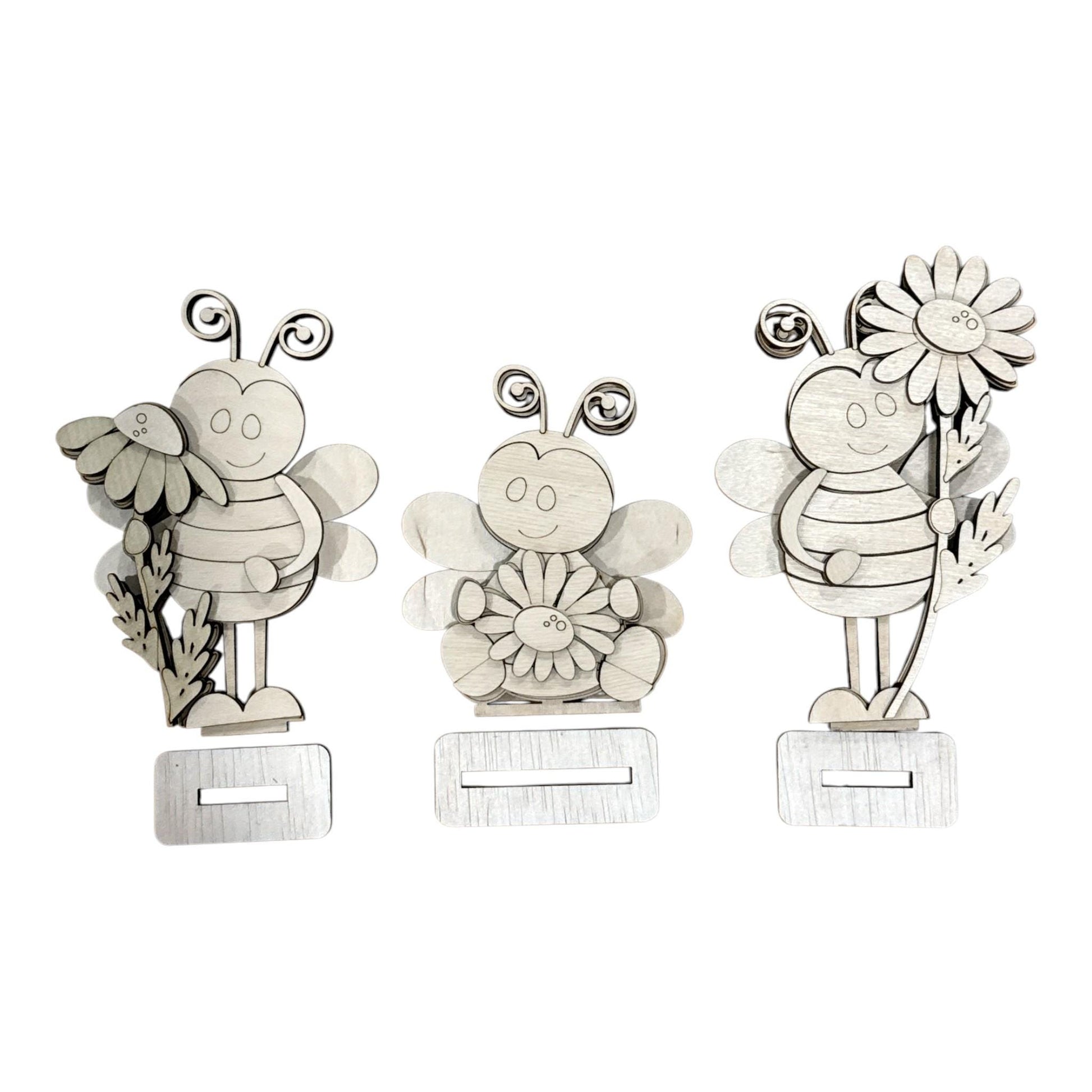 DIY Standing Bees, Standing Bees with Daisies, Daisy Bee Blanks, Bee Blanks, Bee and Daisy Tiered Tray Pieces, Choose Bee, Singles